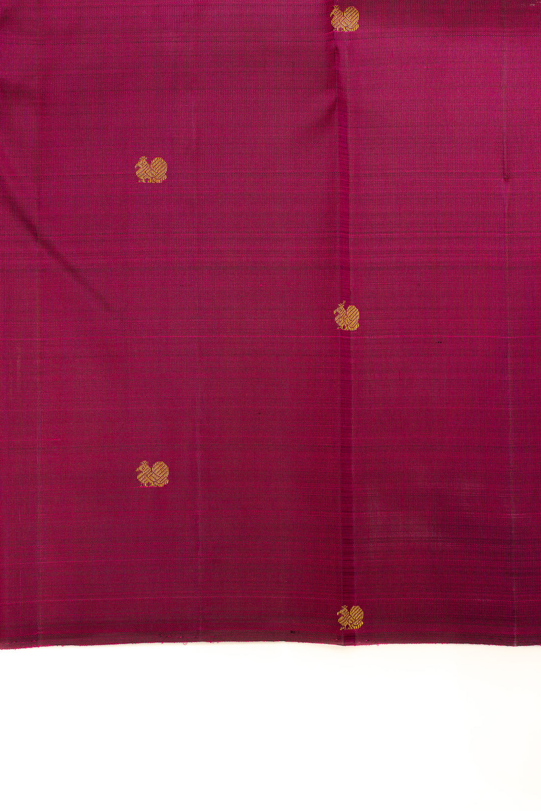 Magenta borderless pure Kanchipuram silk saree
