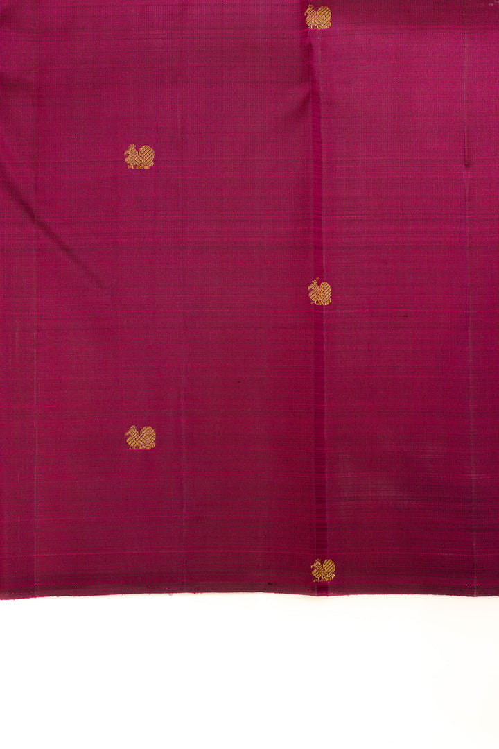 Magenta borderless pure Kanchipuram silk saree