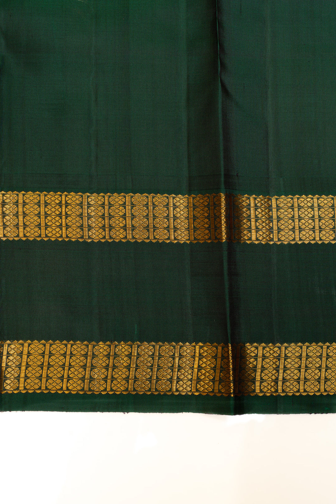 Peach and green checks pure Kanchipuram silk saree