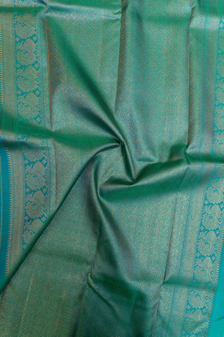 Purple and blue vintage pure Kanchipuram silk saree