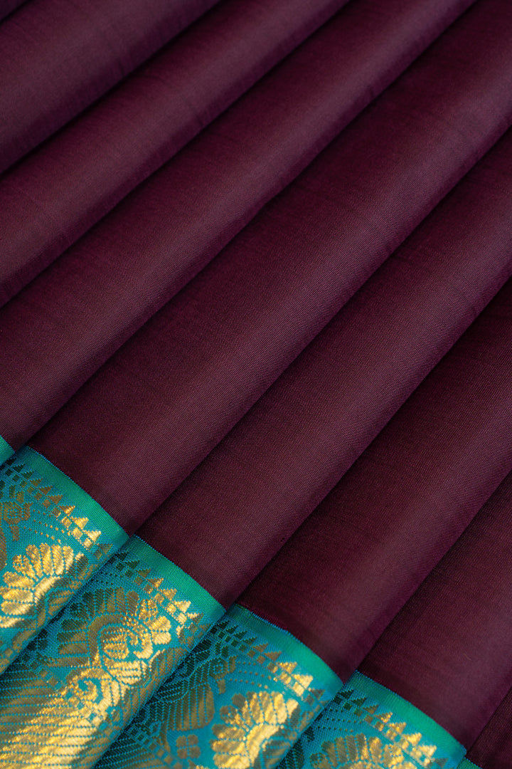 Purple and blue vintage pure Kanchipuram silk saree