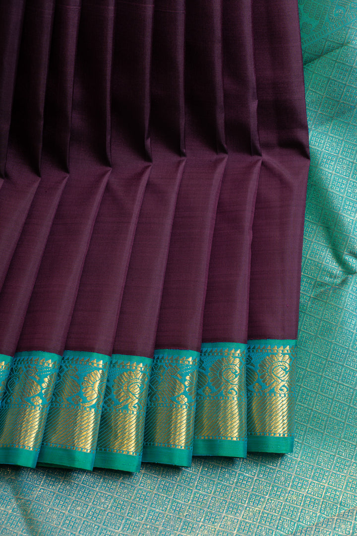 Purple and blue vintage pure Kanchipuram silk saree