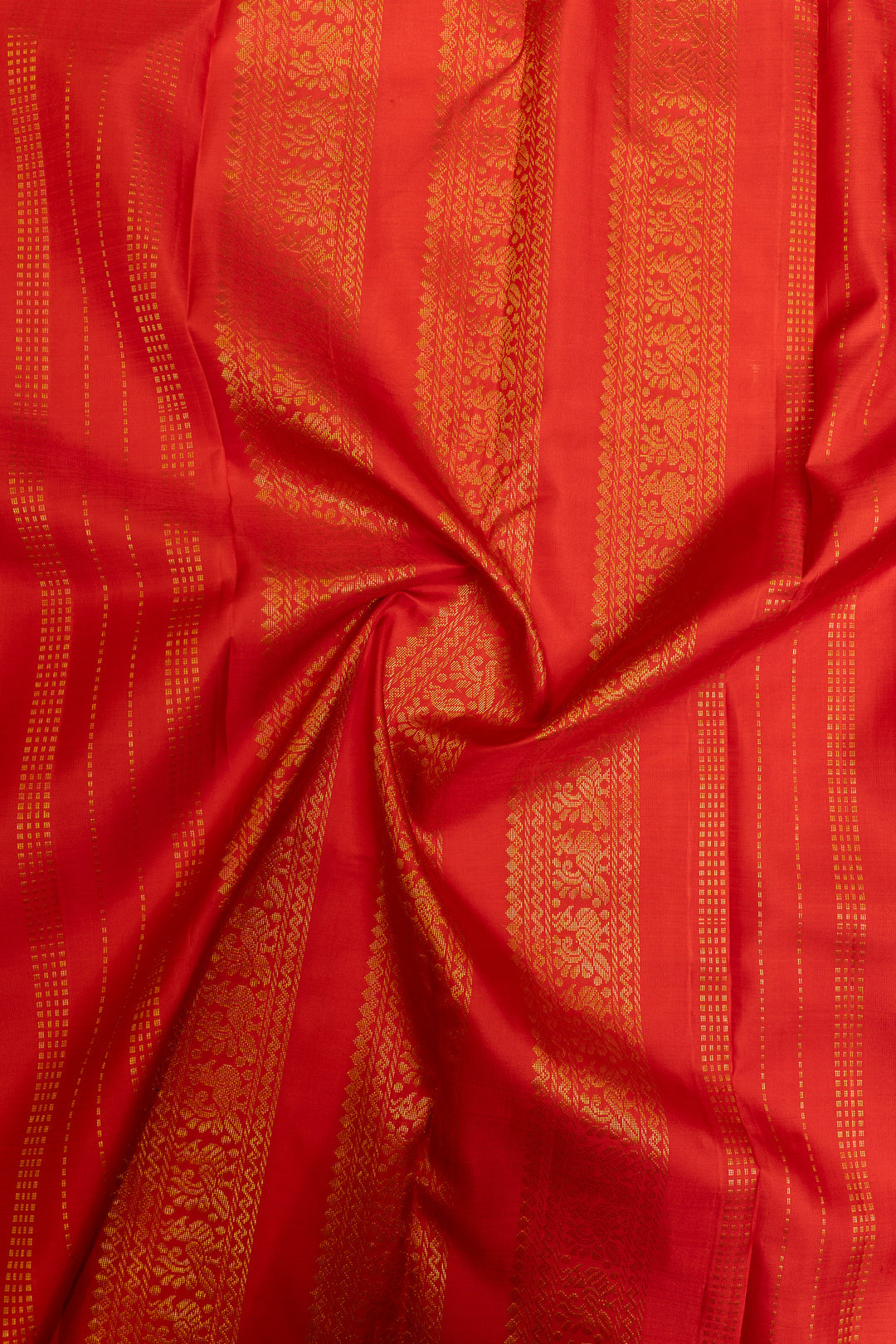 Yellow and red neli thread stripes  pure Kanchipuram silk saree