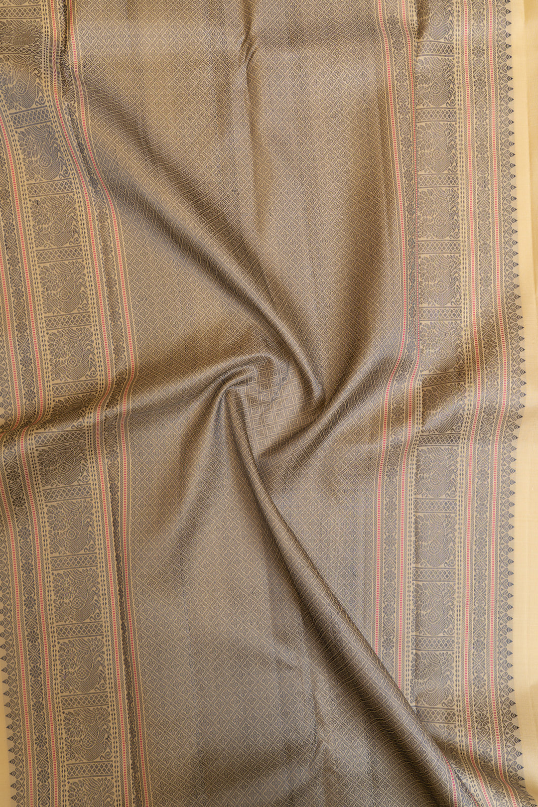 Mint green threadwork pure Kanchipuram silk saree
