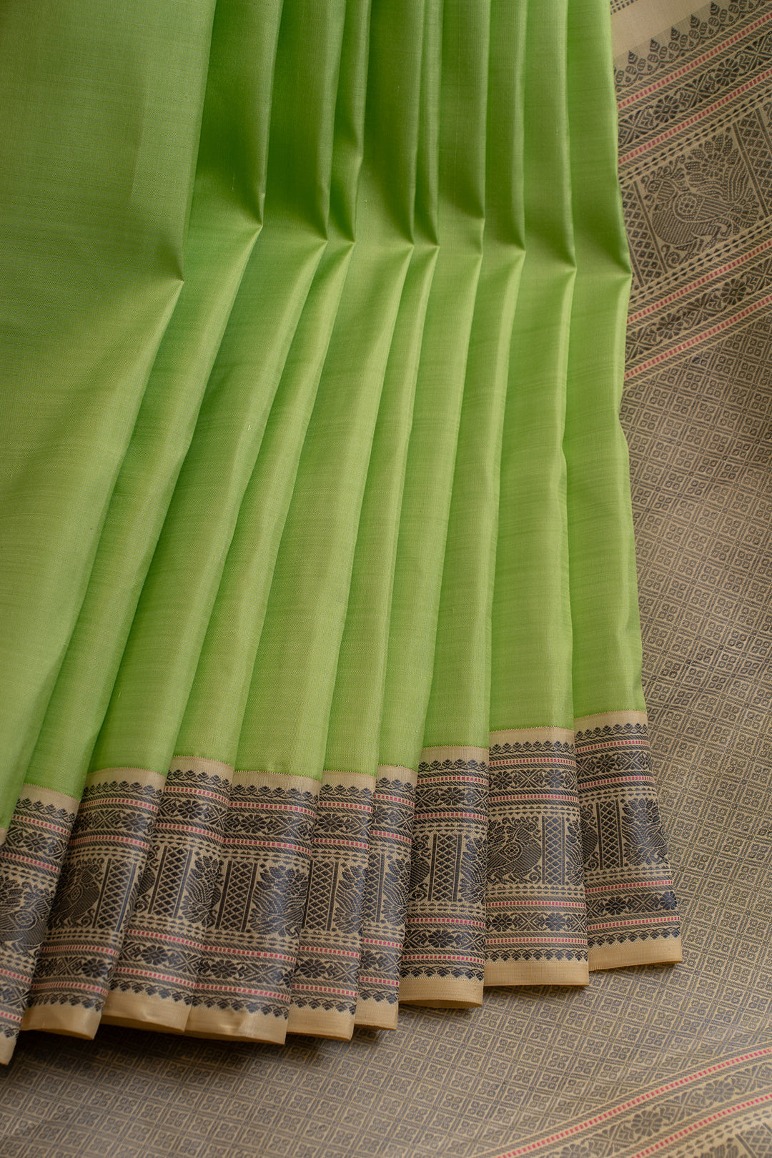 Mint green threadwork pure Kanchipuram silk saree