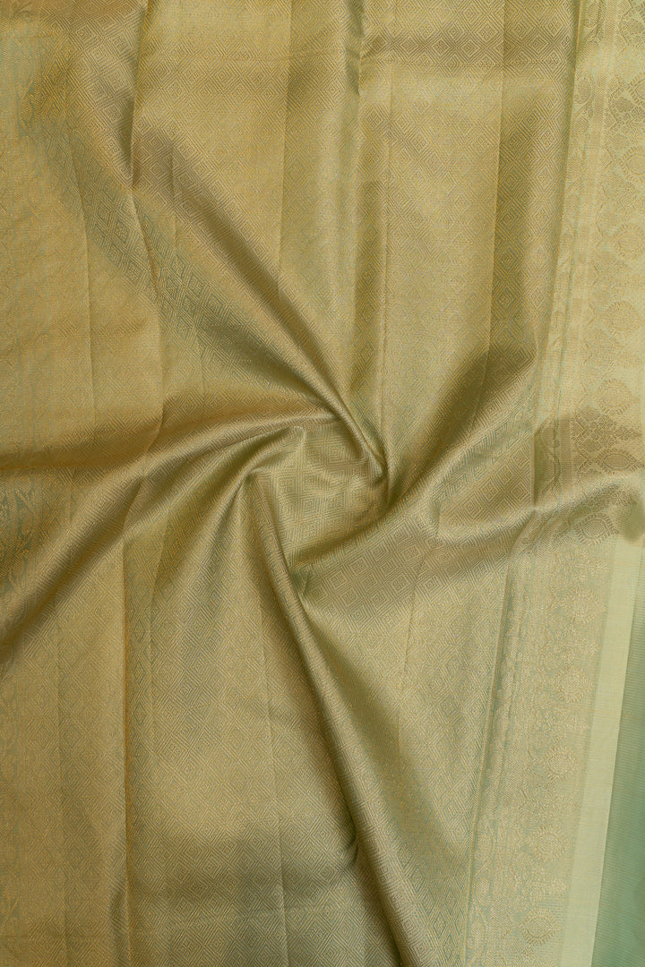 Pastel green zari stripes pure Kanchipuram silk saree