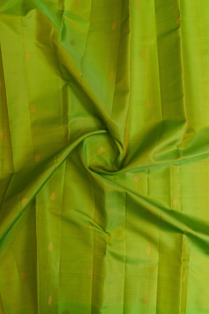 Parrot green zari stripes pure Kanchipuram silk saree