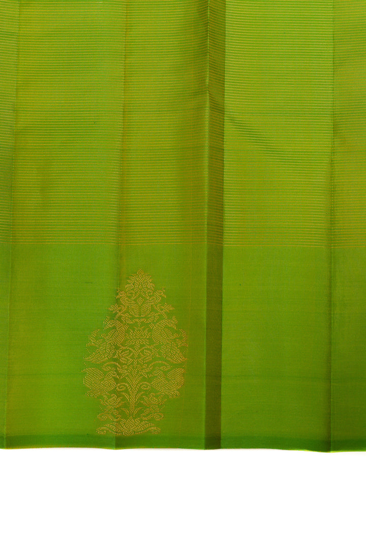 Parrot green zari stripes pure Kanchipuram silk saree