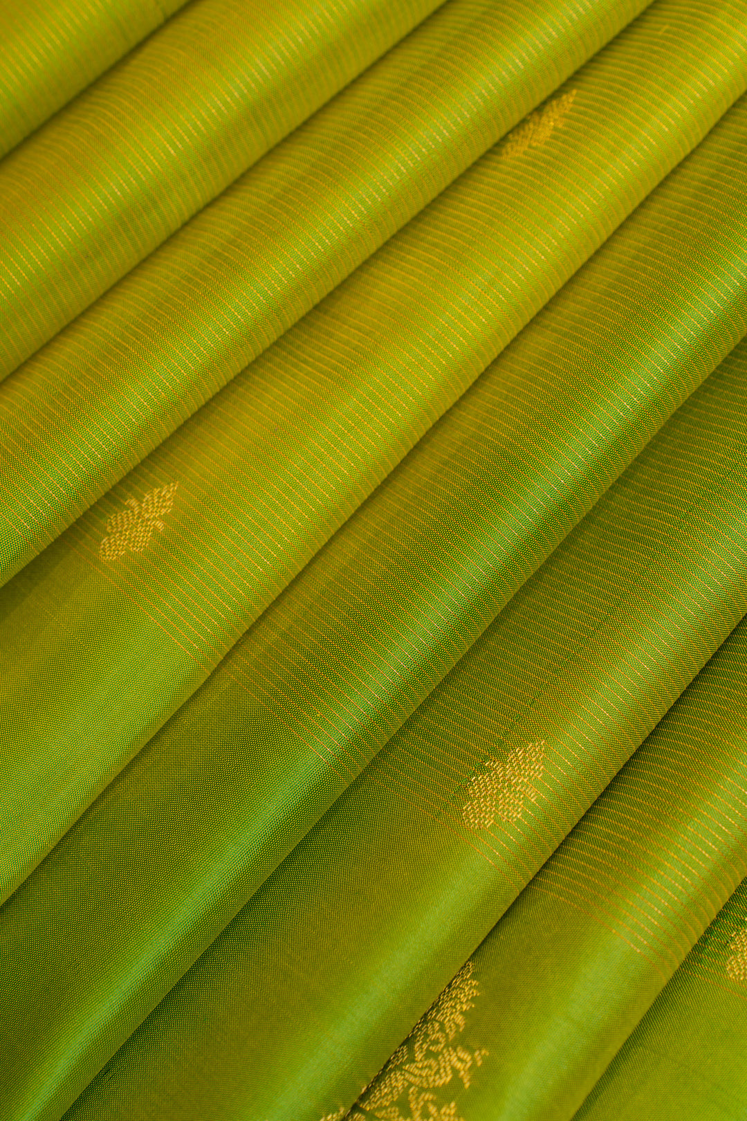 Parrot green zari stripes pure Kanchipuram silk saree