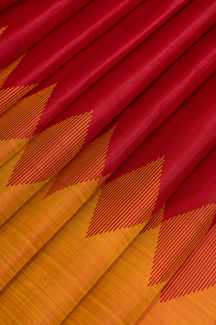 Red  temple threadwork pure Kanchipuram silk saree