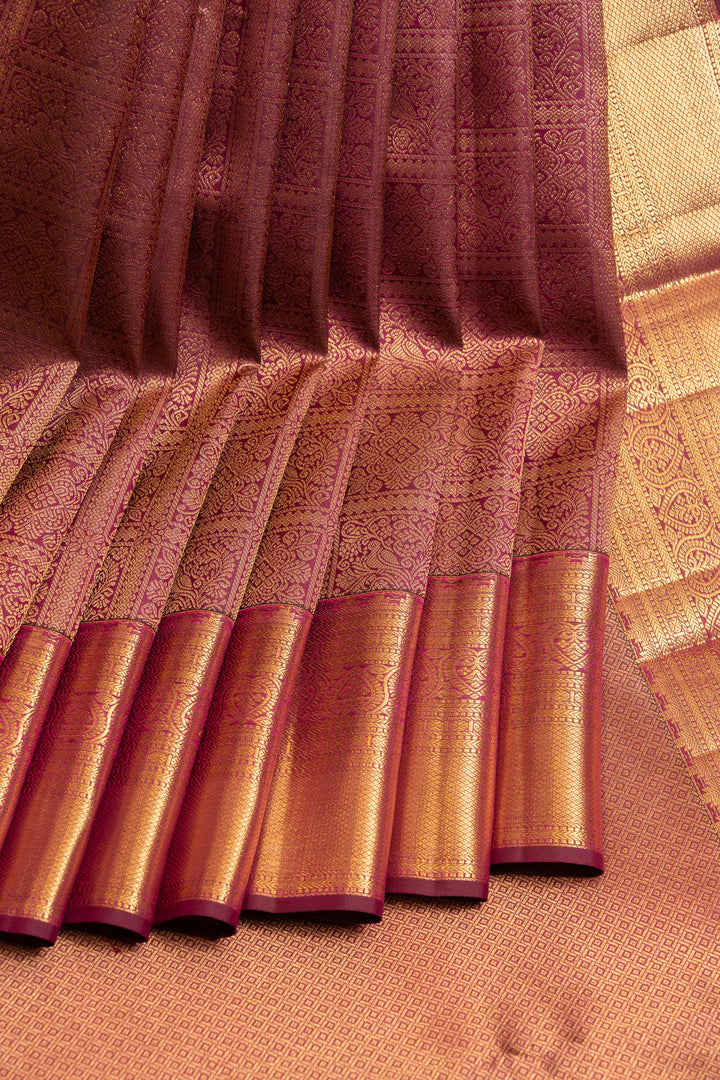 Mulberry purple brocade pure Kanchipuram silk saree