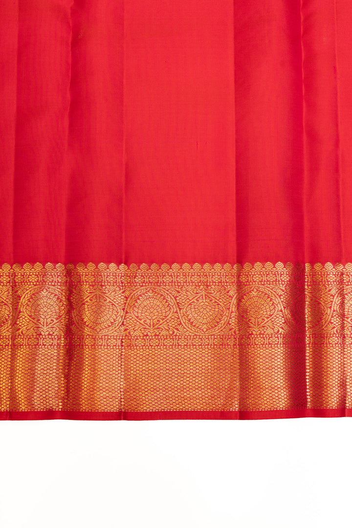 Peach diamond brocade pure Kanchipuram silk saree