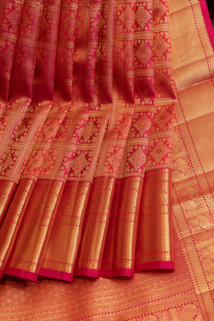 Rani pink minakari brocade pure Kanchipuram silk saree