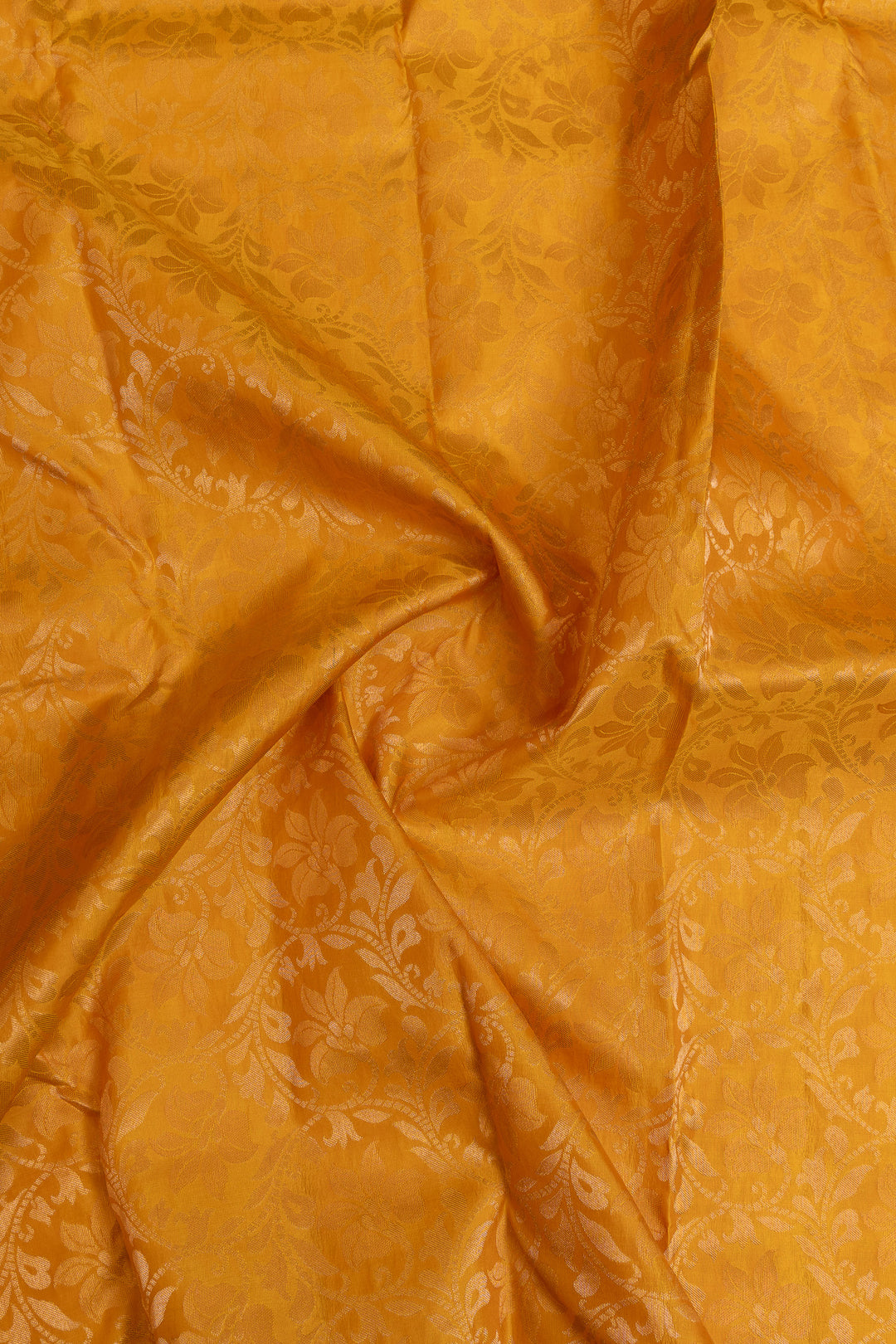 Yellow floral brocade pure Kanchipuram silk saree