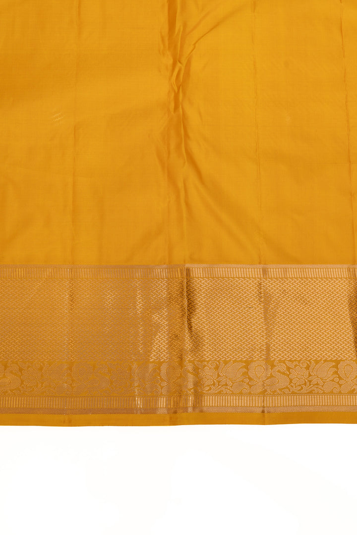 Yellow floral brocade pure Kanchipuram silk saree
