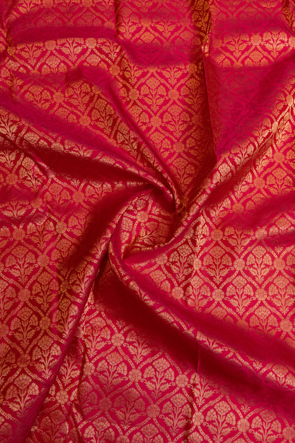 Rani pink floral brocade pure Kanchipuram silk saree