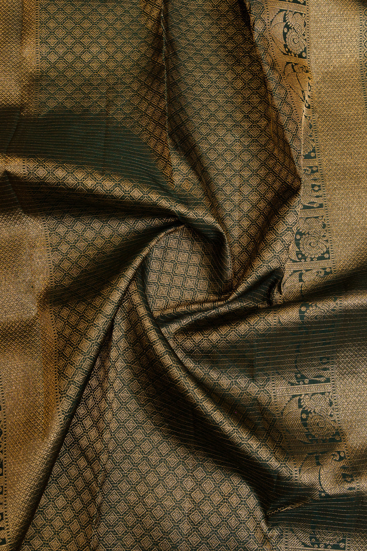 Bottle green traditional pure Kanchipuram silk saree