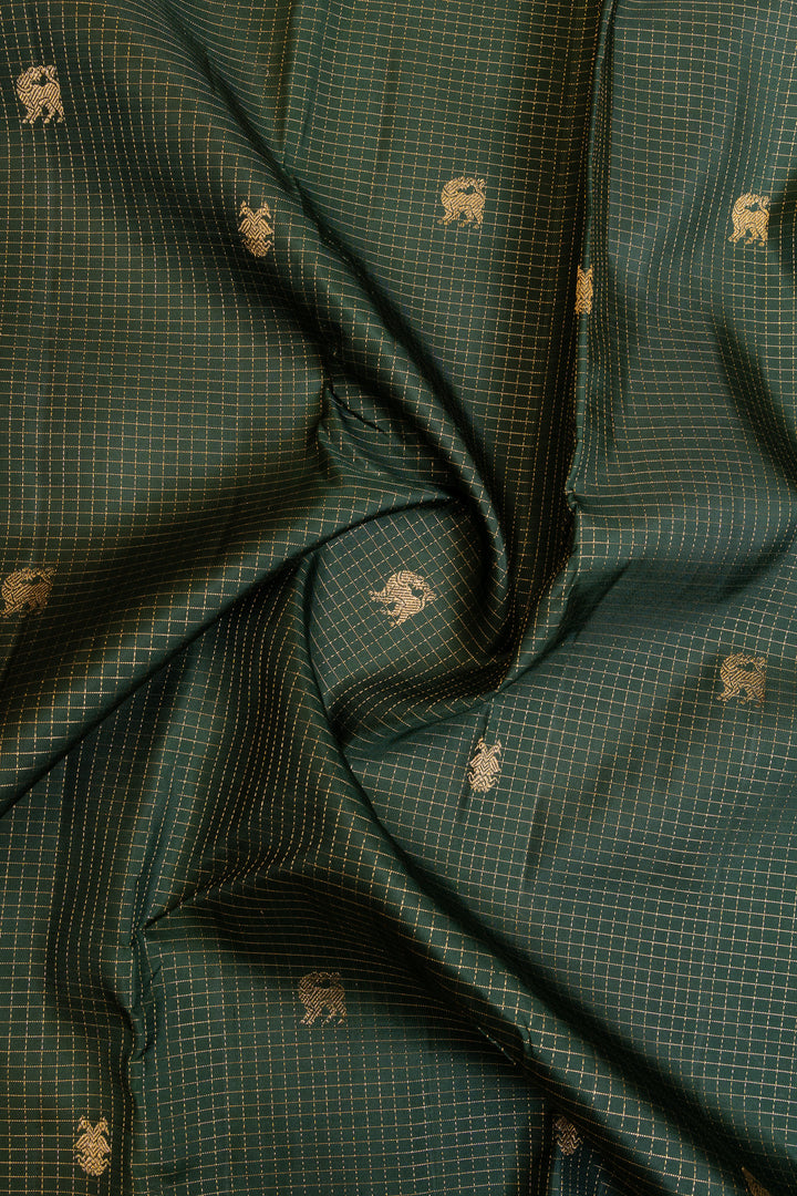 Bottle green traditional pure Kanchipuram silk saree