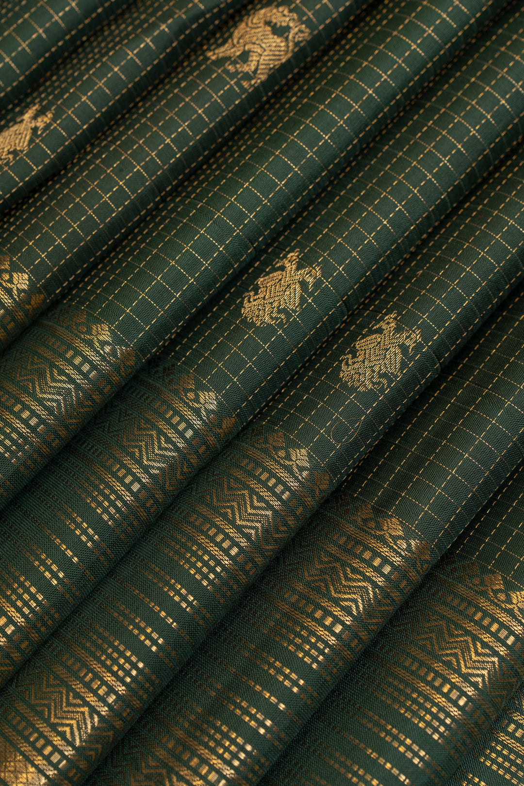 Bottle green traditional pure Kanchipuram silk saree