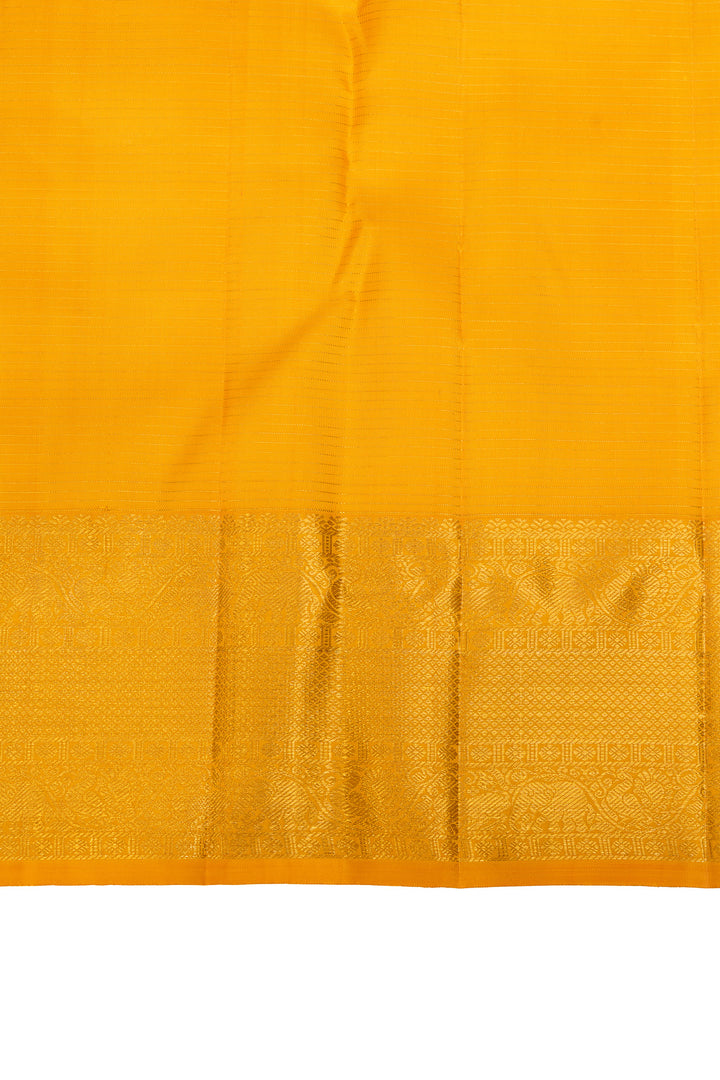Black and yellow Vairaoosi stripes pure Kanchipuram silk saree