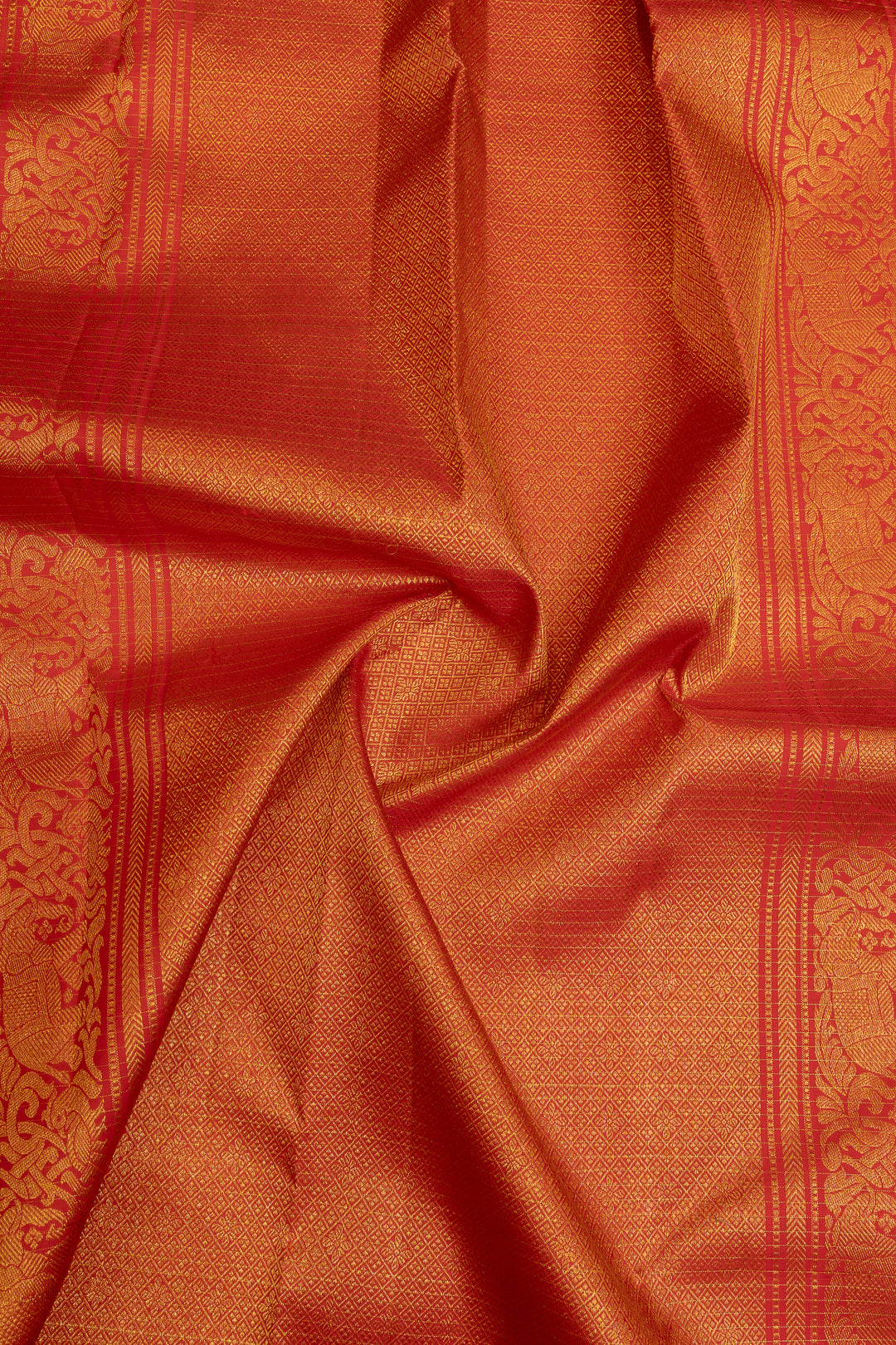 Red Zari checks pure Kanchipuram silk saree