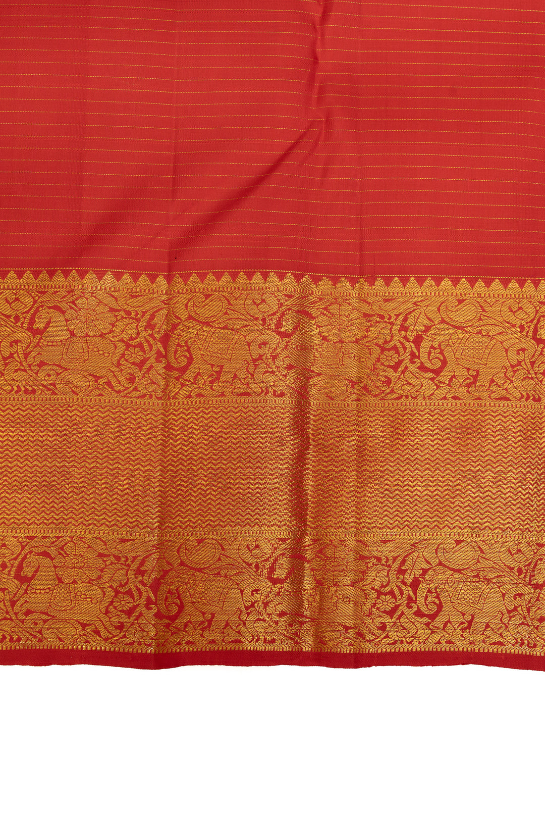 Red Zari checks pure Kanchipuram silk saree