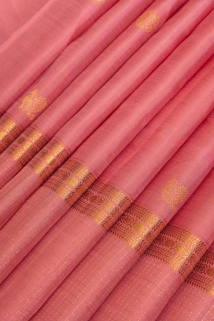 Pastel pink pure Kanchipuram silk saree