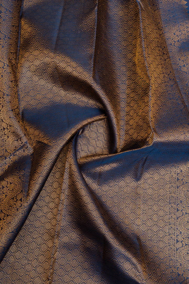 Grey Zari stripes pure Kanchipuram silk saree