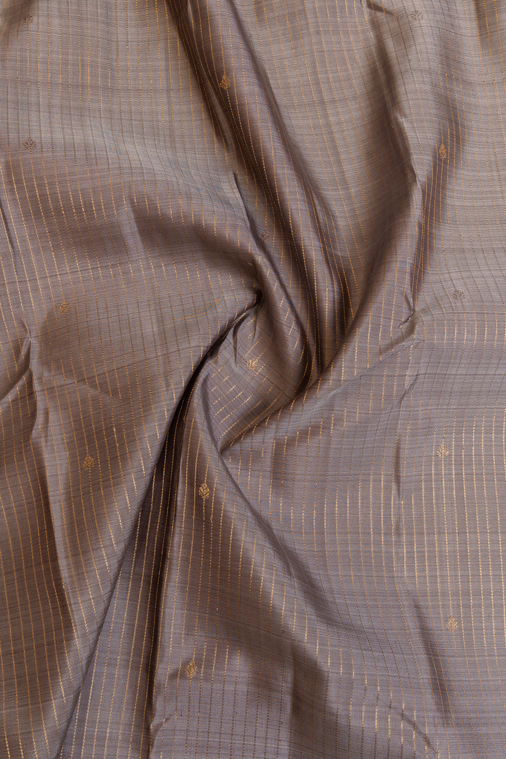 Grey Zari stripes pure Kanchipuram silk saree