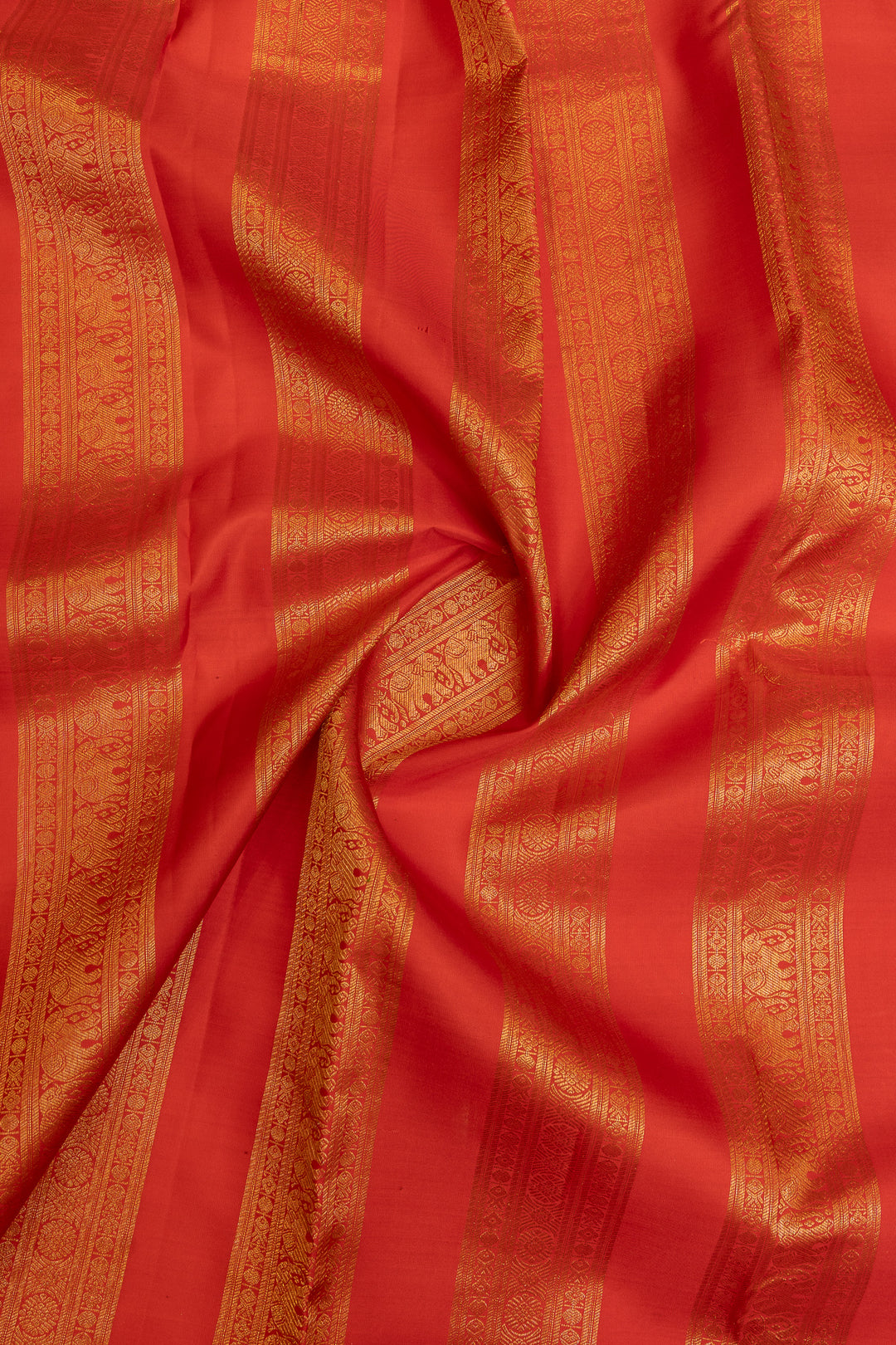 Peach and red vintage checks pure Kanchipuram silk saree