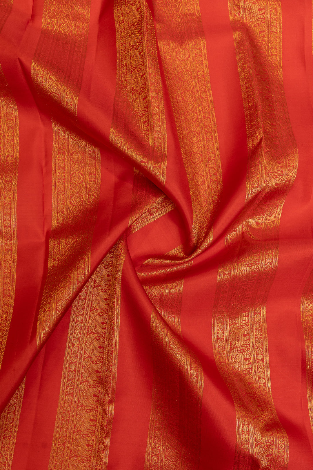 Apricot peach and red pure Kanchipuram silk saree