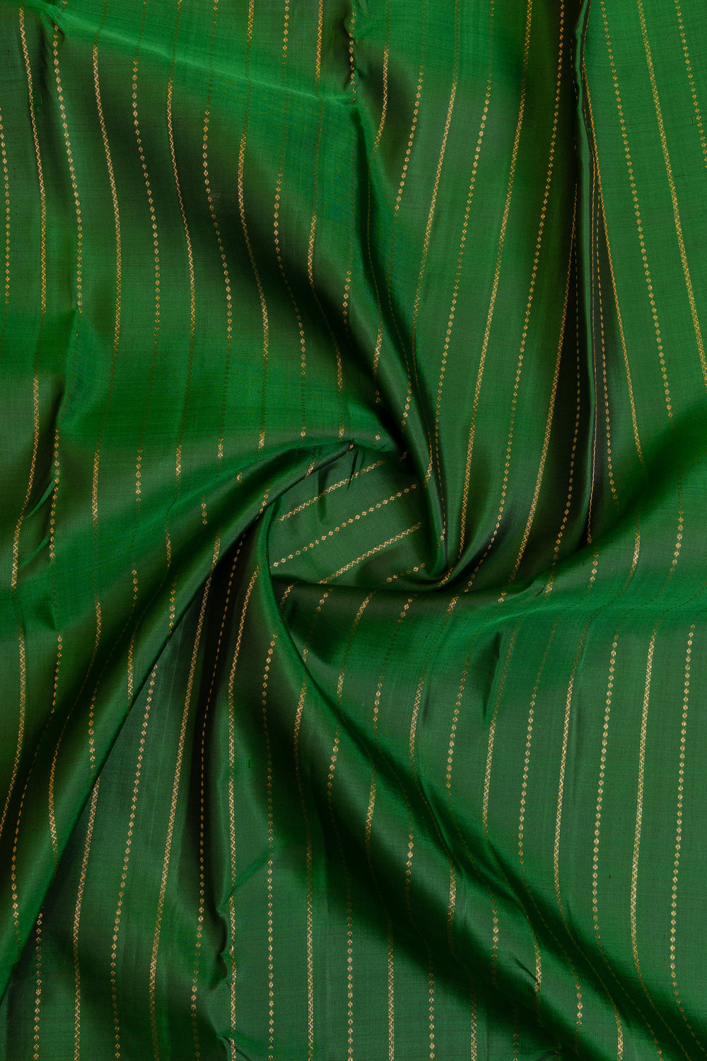 Bottle green stripes pure Kanchipuram silk saree