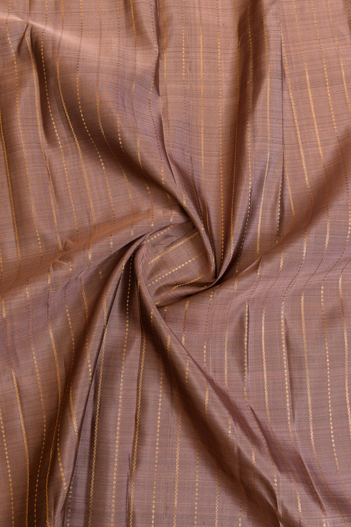 Mauve and sage green stripes pure Kanchipuram silk saree