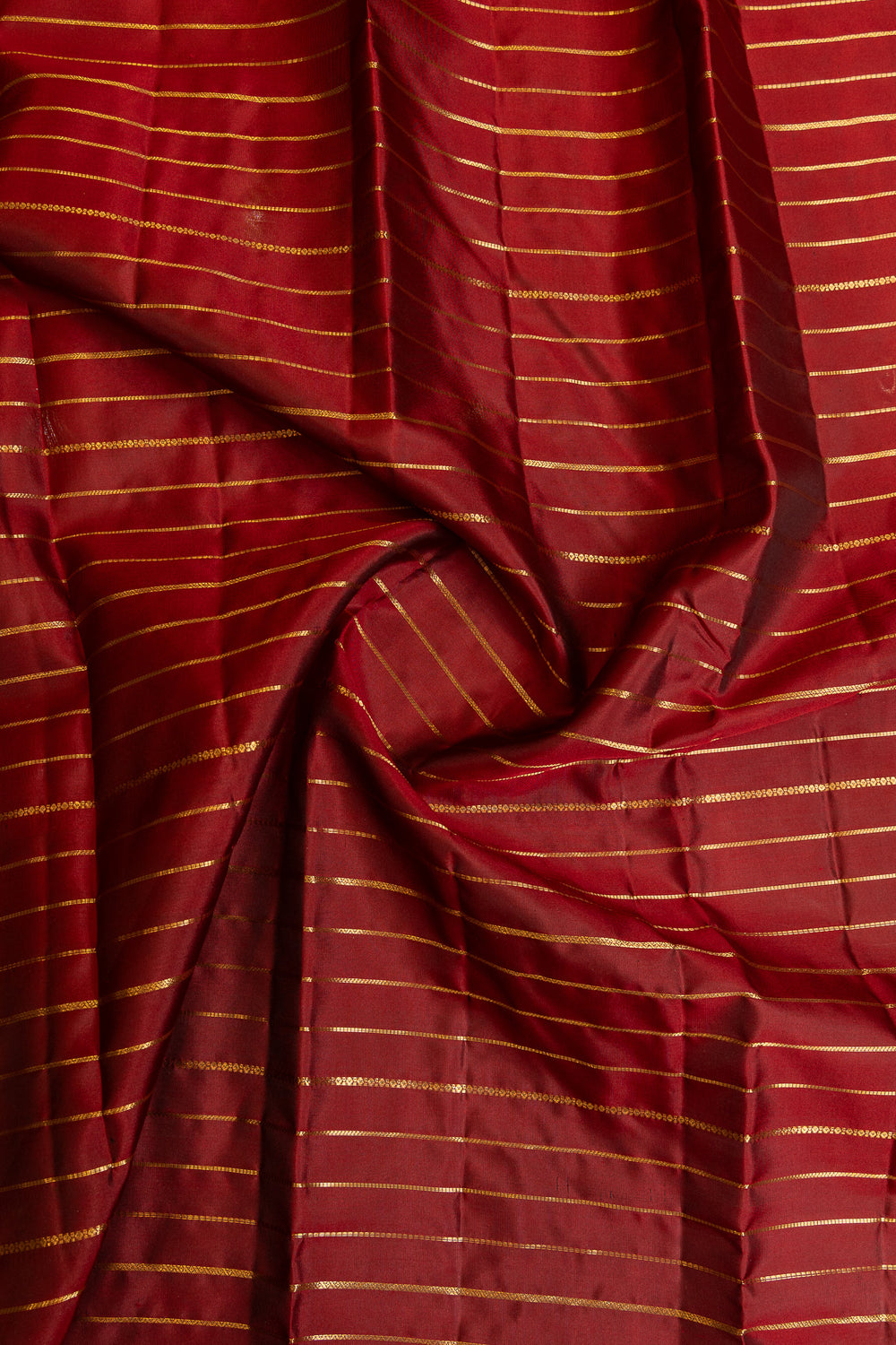 Maroon and bottle green neli stripes pure Kanchipuram silk saree