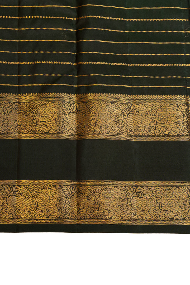 Purple neli stripes pure Kanchipuram silk saree