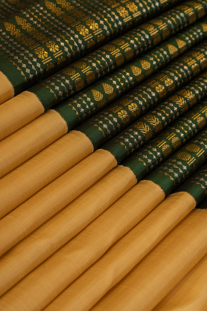 Biscuit beige Ganga Jamuna pure Kanchipuram silk saree