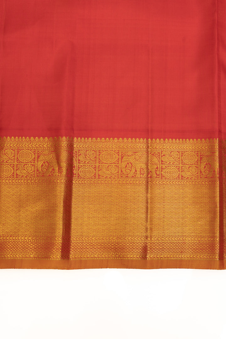 Bottle green and red traditional pure Kanchipuram silk saree