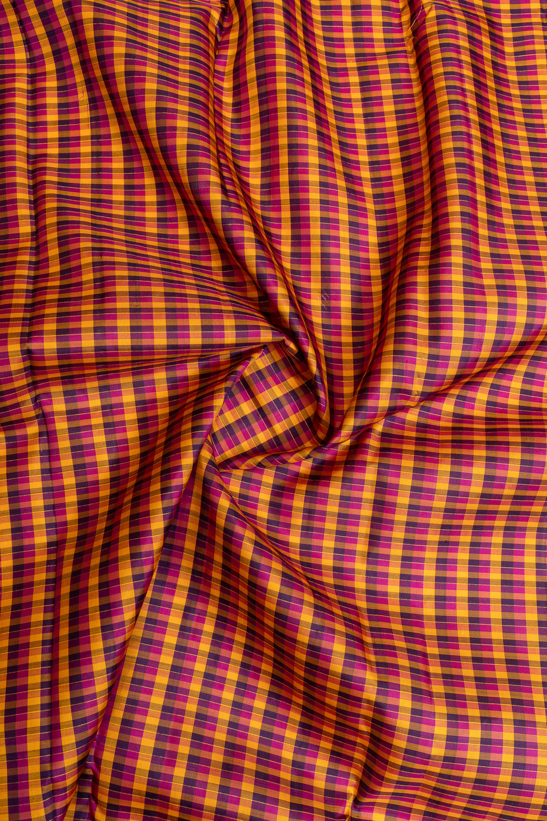 Multi checks and ivory pure Kanchipuram silk saree