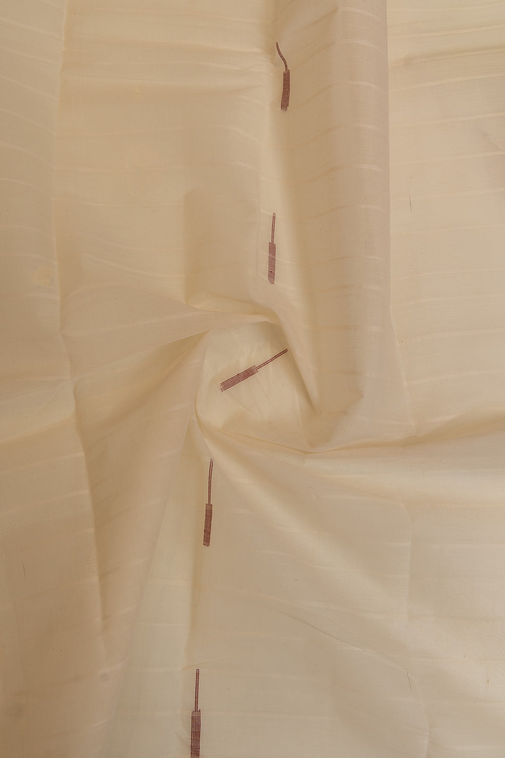 Ivory and red handloom pure cotton silk border saree