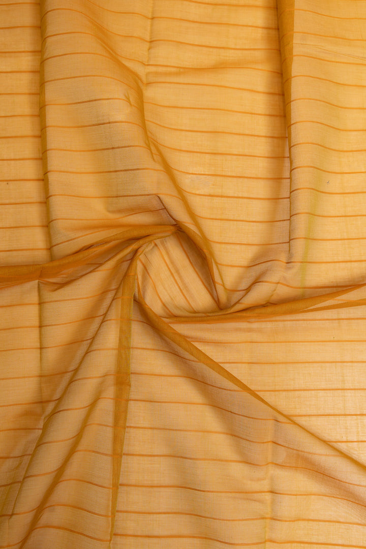 Mustard and red handwoven pure cotton and silk Border saree