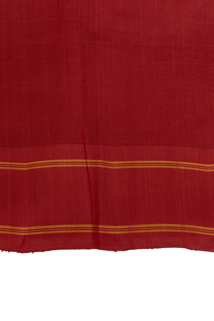 Mustard and red handwoven pure cotton and silk Border saree