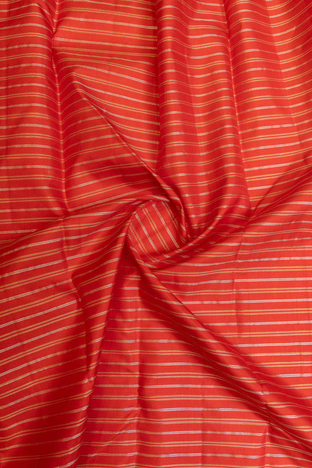 Red and ivory stripes pure Kanchipuram silk saree