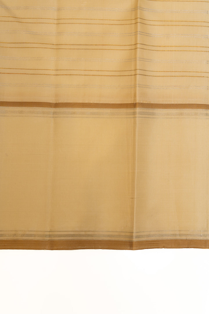 Red and ivory stripes pure Kanchipuram silk saree