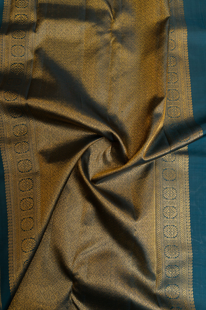 Mustard rettai pettu pure Kanchipuram silk saree