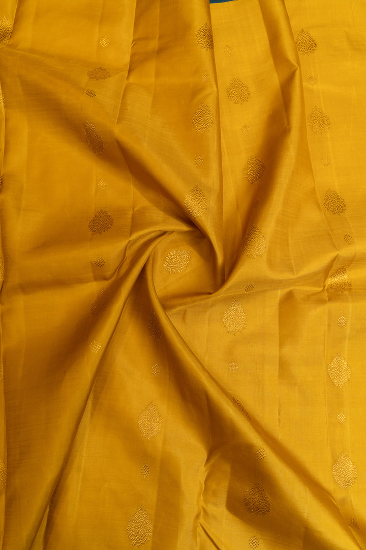 Mustard rettai pettu pure Kanchipuram silk saree