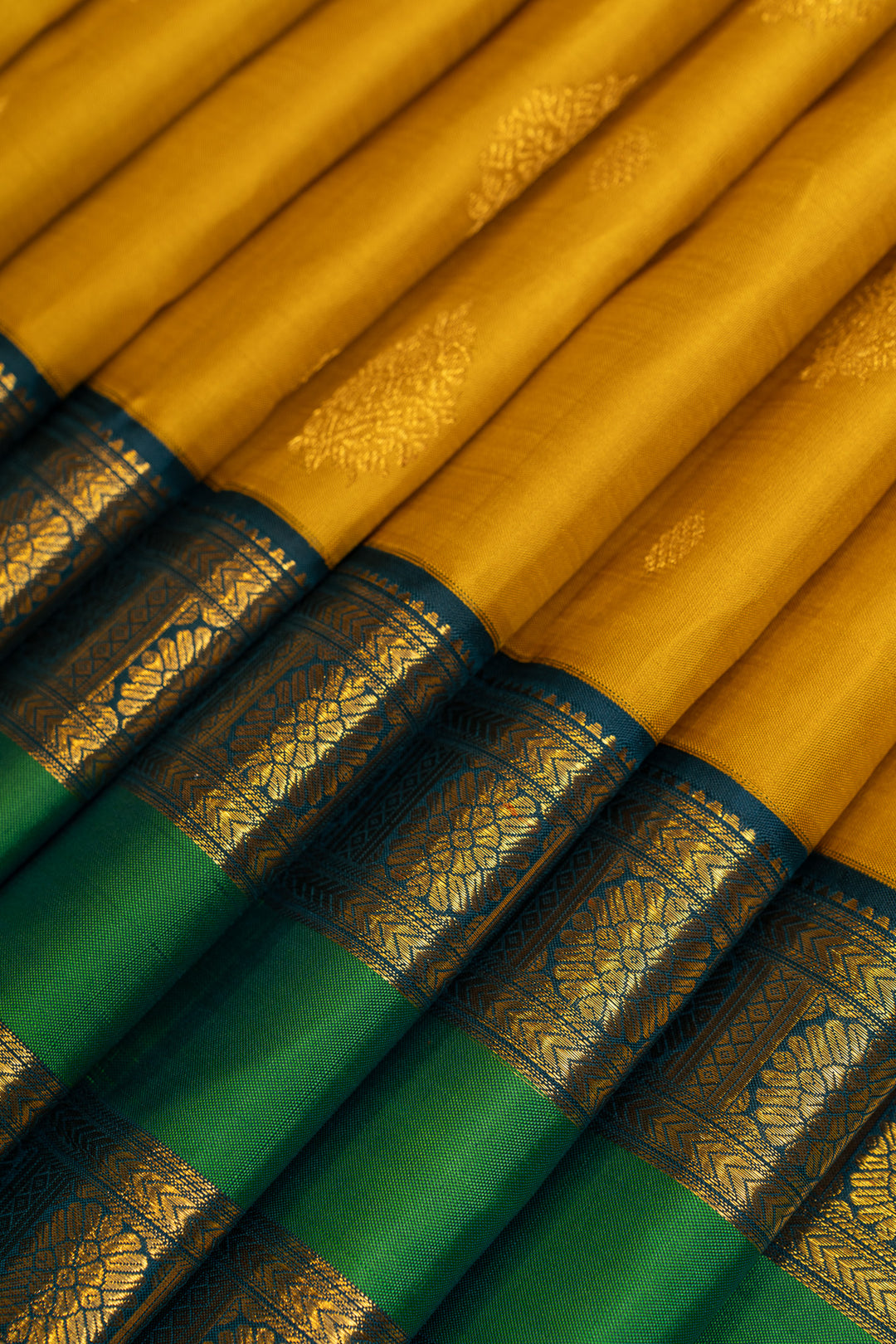 Mustard rettai pettu pure Kanchipuram silk saree