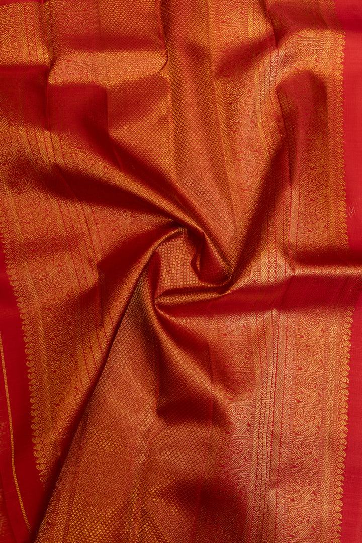 Gold and red temple border pure Kanchipuram silk saree