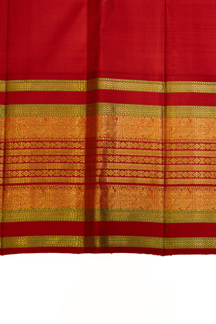 Gold and red temple border pure Kanchipuram silk saree