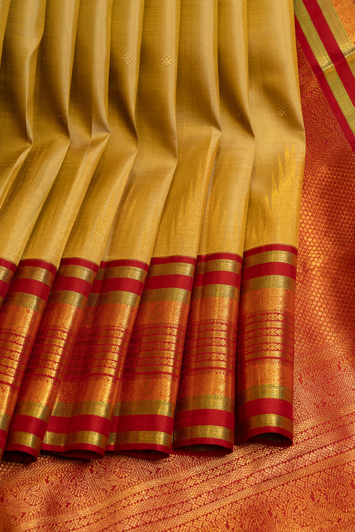 Gold and red temple border pure Kanchipuram silk saree