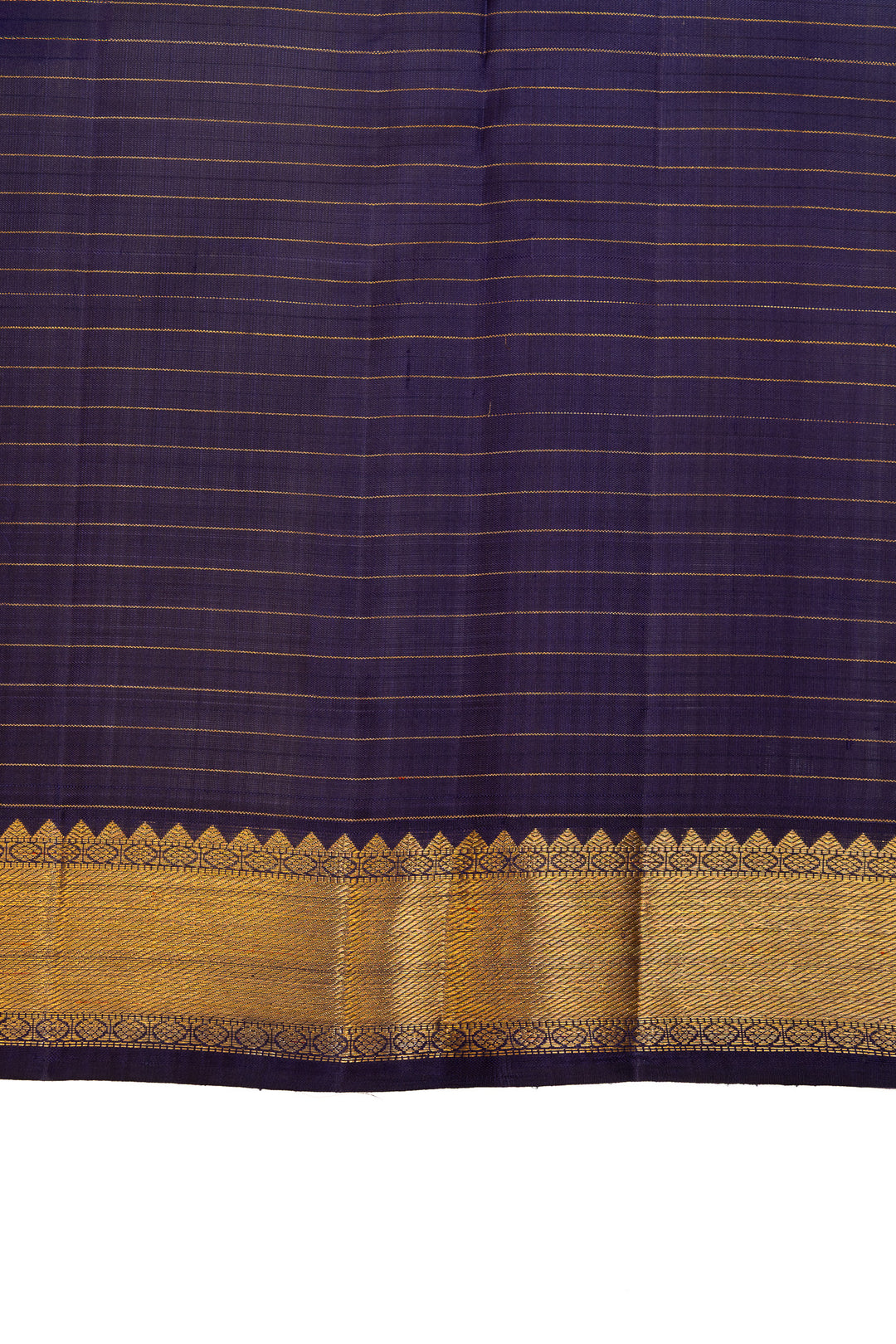 Magenta and navy blue small border pure Kanchipuram silk saree